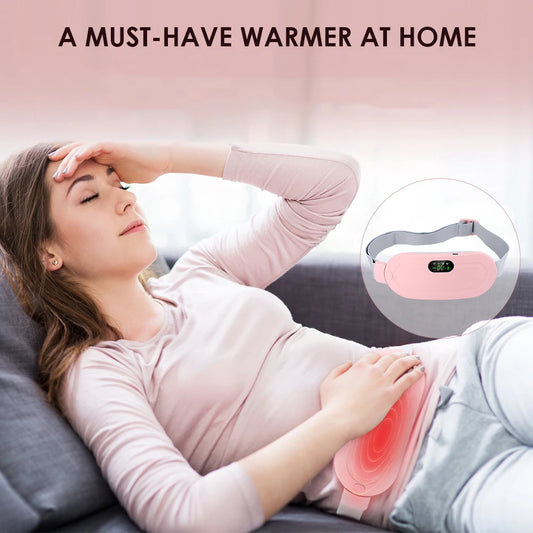 Electric Menstrual Massager Heating Vibration Period Abdominal Massage Belt Pad for Female Waist Lumbar Warmer Relaxation Device