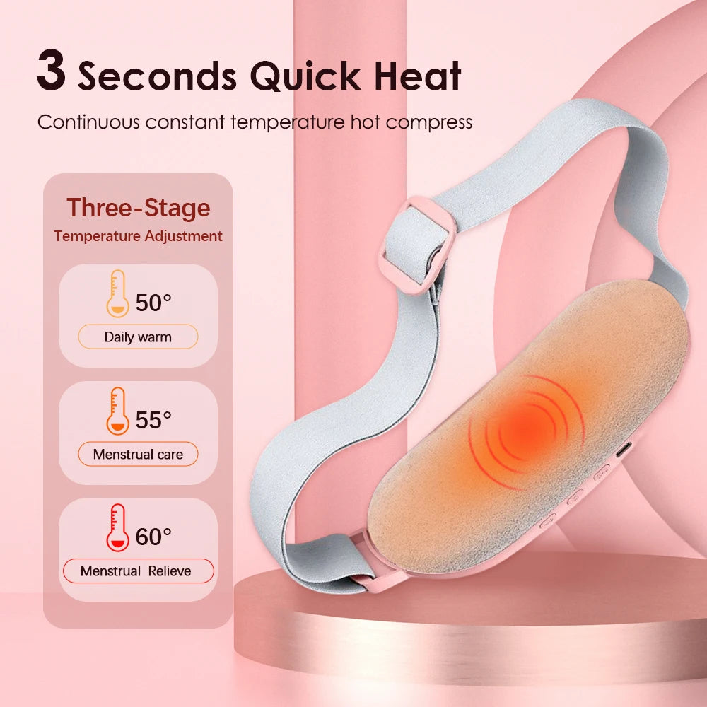 Electric Menstrual Massager Heating Vibration Period Abdominal Massage Belt Pad for Female Waist Lumbar Warmer Relaxation Device